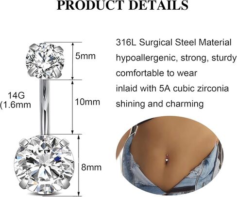 7 Pcs Belly Button Ring Dangle for Women Hypoallergenic Surgical Stainless Steel Belly Rings Butterfly Heart CZ Cute Belly Button Piercing Navel Piercings Pack Belly Piercing Jewelry in Saudi Arabia