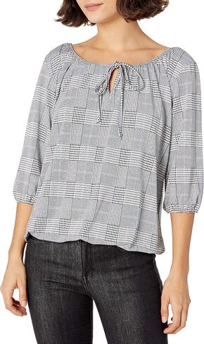 Star Vixen Women's 3/4 Sleeve, Front Tie Peasant Top in Saudi Arabia
