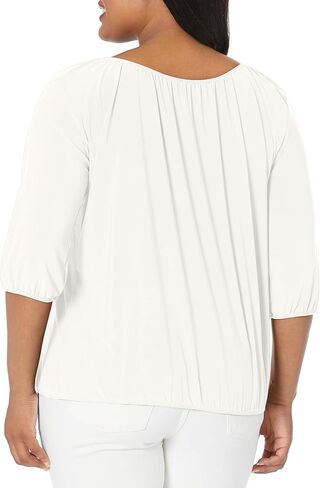 Star Vixen Women's 3/4 Sleeve, Front Tie Peasant Top in Saudi Arabia