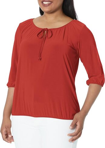 Star Vixen Women's 3/4 Sleeve, Front Tie Peasant Top in Saudi Arabia