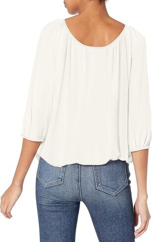 Star Vixen Women's 3/4 Sleeve, Front Tie Peasant Top in Saudi Arabia