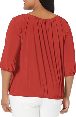 Star Vixen Women's 3/4 Sleeve, Front Tie Peasant Top in Saudi Arabia
