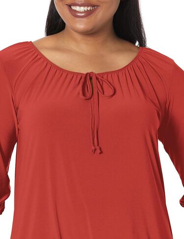 Star Vixen Women's 3/4 Sleeve, Front Tie Peasant Top in Saudi Arabia