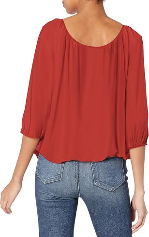Star Vixen Women's 3/4 Sleeve, Front Tie Peasant Top in Saudi Arabia