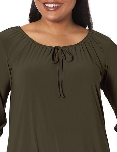 Star Vixen Women's 3/4 Sleeve, Front Tie Peasant Top in Saudi Arabia