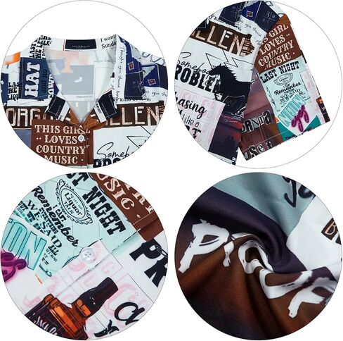 بوهو الغربية الجرافيك الزي المرأة: موسيقى الريف البقرة الجمجمة قميص روديو رعاة البقر زر أسفل قصيرة الأكمام بلوزة قمم in Kuwait