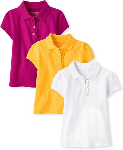 The Children's Place Girls' Toddler Mulipack Short Sleeve Ruffle Pique Polos in Saudi Arabia