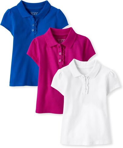The Children's Place Girls' Toddler Mulipack Short Sleeve Ruffle Pique Polos in Saudi Arabia