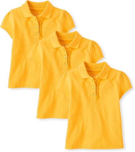 The Children's Place Girls' Toddler Mulipack Short Sleeve Ruffle Pique Polos in Saudi Arabia