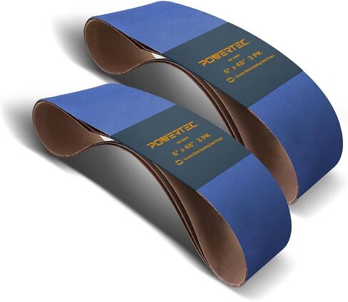 POWERTEC 6 x 48 Inch Zirconia Sanding Belts, 3 Each of 36/100/120 Grits, 9PK, Belt Sander Sanding Belt Assortment for Bench Sander, Belt and Disc sander, Woodworking, Metal Grinding (464801Z) in Saudi Arabia