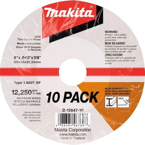 Makita B-12647-10 5" x .040" x 7/8" INOX Thin Cut-Off Wheel, 10/Pk in Saudi Arabia