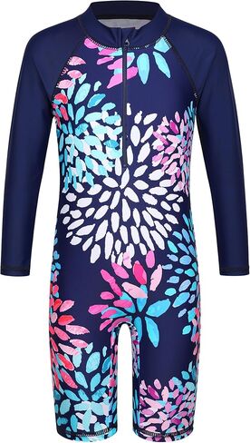 TFJH E 1PCS Long Sleeve Girls Bathing Suits Rashguard Swimsuits UV 50+ Beachwear 469 Daisy Navy Long 128/134 in Saudi Arabia