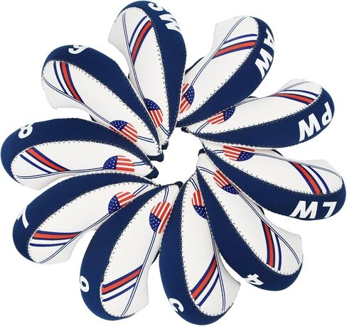 Golf Irons Club Head Covers Wedge Iron Protective Head Cover with Golf White & Blue US Flag Neoprene in Saudi Arabia
