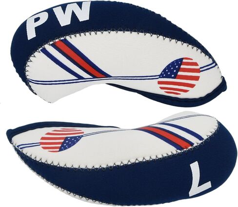Golf Irons Club Head Covers Wedge Iron Protective Head Cover with Golf White & Blue US Flag Neoprene in Saudi Arabia