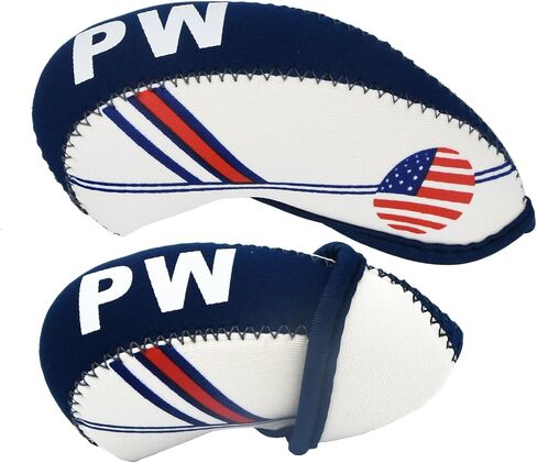 Golf Irons Club Head Covers Wedge Iron Protective Head Cover with Golf White & Blue US Flag Neoprene in Saudi Arabia
