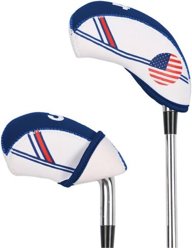 Golf Irons Club Head Covers Wedge Iron Protective Head Cover with Golf White & Blue US Flag Neoprene in Saudi Arabia