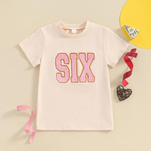 Toddler Baby Girl Boy Birthday Outfit One/Two/Three/Four/Five/Six Embroidery T-shirt Shirts Birthday Gift in Saudi Arabia
