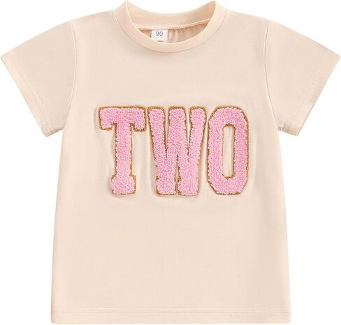 Toddler Baby Girl Boy Birthday Outfit One/Two/Three/Four/Five/Six Embroidery T-shirt Shirts Birthday Gift in Saudi Arabia