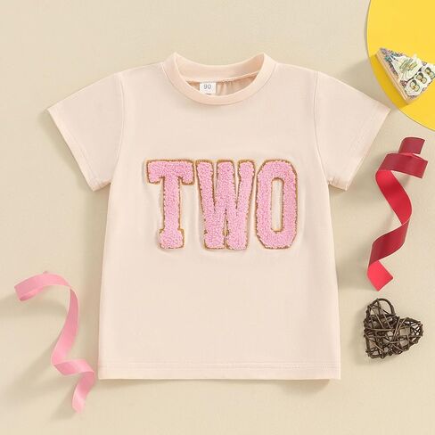 Toddler Baby Girl Boy Birthday Outfit One/Two/Three/Four/Five/Six Embroidery T-shirt Shirts Birthday Gift in Saudi Arabia