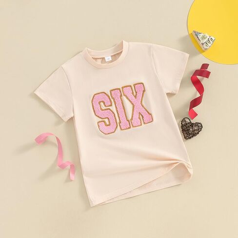 Toddler Baby Girl Boy Birthday Outfit One/Two/Three/Four/Five/Six Embroidery T-shirt Shirts Birthday Gift in Saudi Arabia