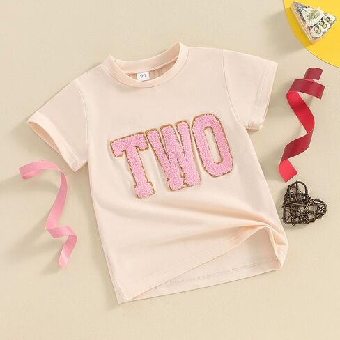 Toddler Baby Girl Boy Birthday Outfit One/Two/Three/Four/Five/Six Embroidery T-shirt Shirts Birthday Gift in Saudi Arabia
