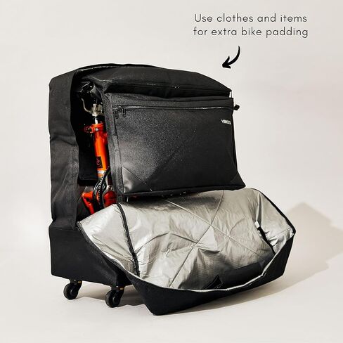 Vincita Sightseer 3.5 Soft Transport Bag for Brompton Folding Bicycle - with Garment Bag, Four Detachable Wheels and Shoulder Strap Brompton Bike Bag Lightweight Solution for Air Traveling in Saudi Arabia