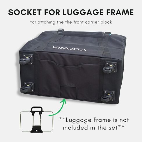 Vincita Sightseer 3.5 Soft Transport Bag for Brompton Folding Bicycle - with Garment Bag, Four Detachable Wheels and Shoulder Strap Brompton Bike Bag Lightweight Solution for Air Traveling in Saudi Arabia