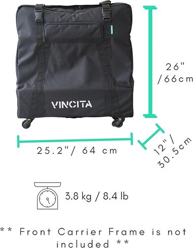 Vincita Sightseer 3.5 Soft Transport Bag for Brompton Folding Bicycle - with Garment Bag, Four Detachable Wheels and Shoulder Strap Brompton Bike Bag Lightweight Solution for Air Traveling in Saudi Arabia