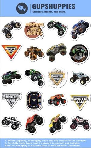 20 Pcs Value Pack Monster Decal Jam Sticker Waterproof Vinyl Aesthetic SUV Truck Colorful Laptop Bike Car Luggage Skateboard Water Bottle Guitar Windows Bumper Tumbler in Kuwait