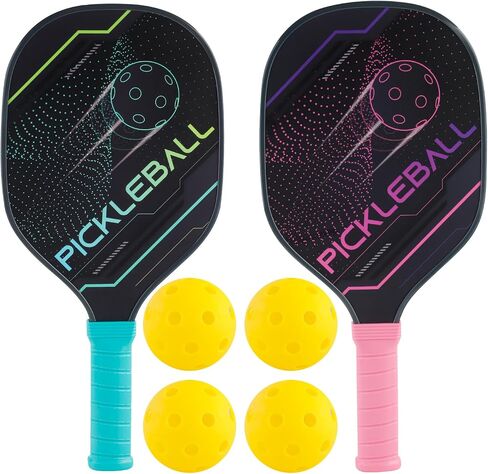 Pickleball Paddles Set of 2 with 4 Pickleball Balls, Pickleball Set,Pickleball Paddle Gifts for Men Women Beginners & Pros in Saudi Arabia