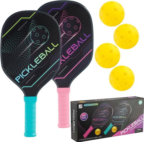 Pickleball Paddles Set of 2 with 4 Pickleball Balls, Pickleball Set,Pickleball Paddle Gifts for Men Women Beginners & Pros in Saudi Arabia
