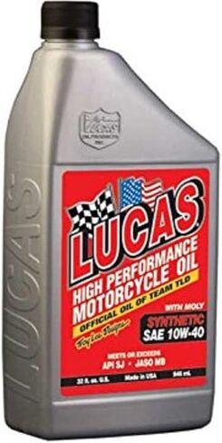Lucas Oil 10777 زيت دراجة نارية صناعي عالي الأداء SAE 10W-40 4T مع مولي - 1 كوارت in Saudi Arabia