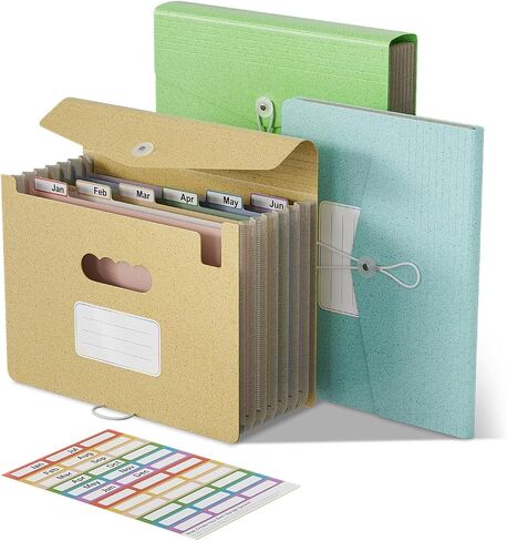 Accordian File Organizer, 7 Pockets Wheat Straw Expanding File Folders, Monthly Bill Receipt Organizer, 100% BPA Free, Return to Nature, Healthy Living, Letter/A4 Size - 3 Packs in Saudi Arabia