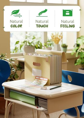 Accordian File Organizer, 7 Pockets Wheat Straw Expanding File Folders, Monthly Bill Receipt Organizer, 100% BPA Free, Return to Nature, Healthy Living, Letter/A4 Size - 3 Packs in Saudi Arabia