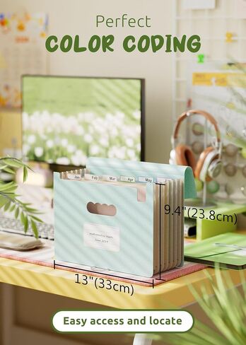 Accordian File Organizer, 7 Pockets Wheat Straw Expanding File Folders, Monthly Bill Receipt Organizer, 100% BPA Free, Return to Nature, Healthy Living, Letter/A4 Size - 3 Packs in Saudi Arabia