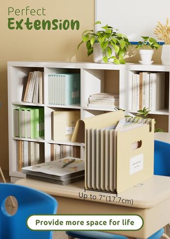 Accordian File Organizer, 7 Pockets Wheat Straw Expanding File Folders, Monthly Bill Receipt Organizer, 100% BPA Free, Return to Nature, Healthy Living, Letter/A4 Size - 3 Packs in Saudi Arabia