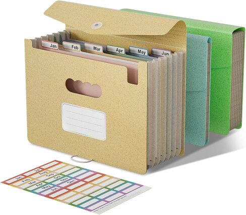 Accordian File Organizer, 7 Pockets Wheat Straw Expanding File Folders, Monthly Bill Receipt Organizer, 100% BPA Free, Return to Nature, Healthy Living, Letter/A4 Size - 3 Packs in Saudi Arabia