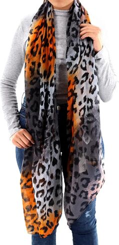 وشاح ناعم بطبعة حيوانات La Fiorentina - برتقالي، مقاس واحد (22 × 7) in Kuwait