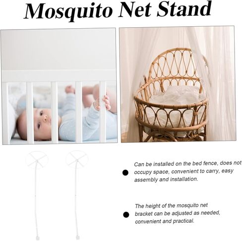 1 Set Net Bracket Baby Holder Baby Accessories Crib Canopy Cot Canopy Holder Crib Tent Bracket for Bed Net Stick Bed Canopy Crib Net Steel Clip-on Bed Curtain White in Kuwait