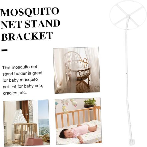 1 Set Net Bracket Baby Holder Baby Accessories Crib Canopy Cot Canopy Holder Crib Tent Bracket for Bed Net Stick Bed Canopy Crib Net Steel Clip-on Bed Curtain White in Kuwait