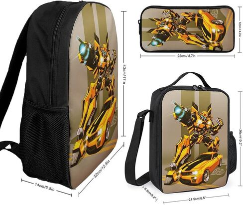 Backpack Cartoon Teens 17"" School Student Cartoon Girl With Lunch Bag Pencil Bag Set For Girls 3pcs Set Backpack, Black in Saudi Arabia