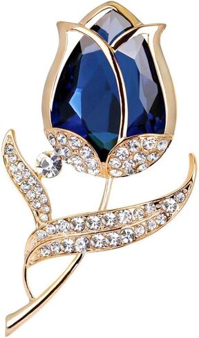 Elegant Crystal Rose Flower Brooch Pins, Fancy Floral Design Brooch Pins for Women Lady Corsage Christmas/Valentine's Gifts in Saudi Arabia