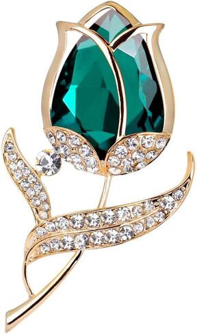 Elegant Crystal Rose Flower Brooch Pins, Fancy Floral Design Brooch Pins for Women Lady Corsage Christmas/Valentine's Gifts in Saudi Arabia
