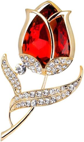 Elegant Crystal Rose Flower Brooch Pins, Fancy Floral Design Brooch Pins for Women Lady Corsage Christmas/Valentine's Gifts in Saudi Arabia