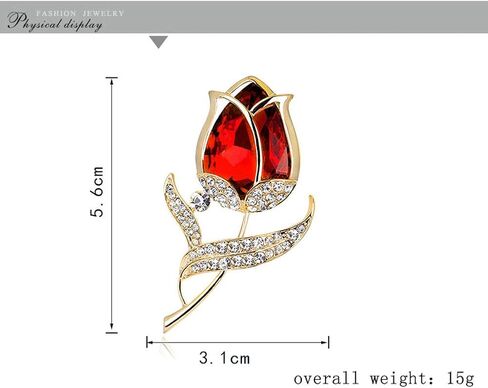 Elegant Crystal Rose Flower Brooch Pins, Fancy Floral Design Brooch Pins for Women Lady Corsage Christmas/Valentine's Gifts in Saudi Arabia