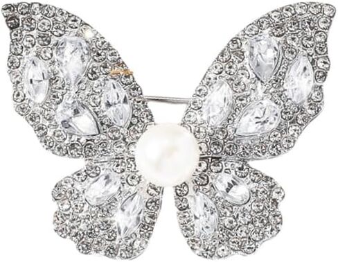 Butterfly Crystal Rhinestone Brooch Pin for Women Colorful Glitter Pearl Bead Lapel Pins Hats Clothes Dress Accessories Jewelry in Kuwait
