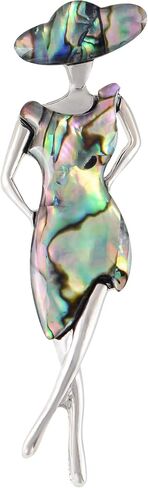 Alilang Silver Tone Abalone Shell Elegant Lady Women Dancer Brooch Pin for Wedding Birthday Party in Saudi Arabia
