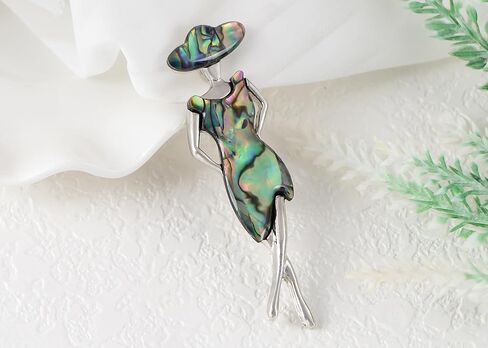 Alilang Silver Tone Abalone Shell Elegant Lady Women Dancer Brooch Pin for Wedding Birthday Party in Saudi Arabia