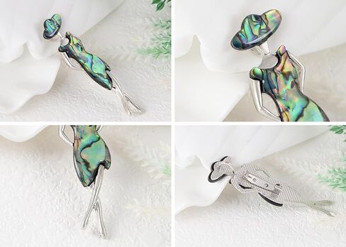 Alilang Silver Tone Abalone Shell Elegant Lady Women Dancer Brooch Pin for Wedding Birthday Party in Saudi Arabia