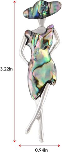 Alilang Silver Tone Abalone Shell Elegant Lady Women Dancer Brooch Pin for Wedding Birthday Party in Saudi Arabia
